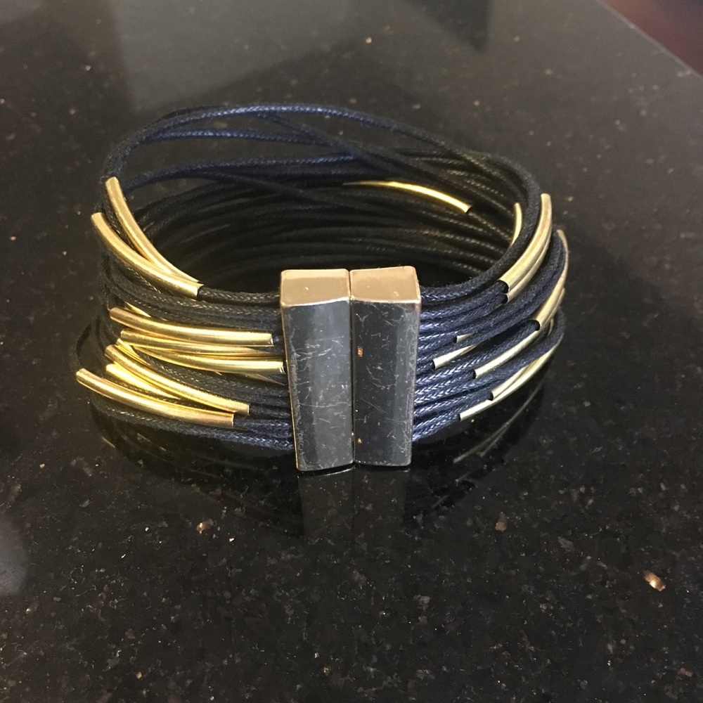 Black Statement Bracelet with Gold Detail